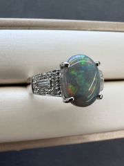 ブラックオパール2.05ct D0.26ct リング