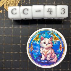 방수 스티커 고양이 스테인드 글라스 스타일 일러스트 멋진 CC-43