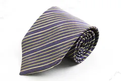 レミュー ブランド ネクタイ シルク ストライプ柄 メンズ ネイビー LES MUES  【中古】