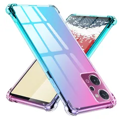 【特価商品】耐衝撃 ケース 全面保護 ケース tpu OPG04 四隅空気衝突防止 軽量 レンズ保護 薄型 擦り傷防止 ソフトケース オッポ グラデーション レノ クリア 7a シリコン ケース A 人気 Reno7 携帯カバー OPPO ピンク+緑 TMUJ