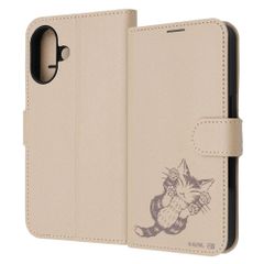 【在庫処分】イングレム iPhone 16 (2024年発売モデル) ケース 猫のダヤン 衝撃吸収 マグネットベルト シンプル 手帳型レザーケース ダヤン_にゃんキュー アイフォン16 スマホケース スマートフォンケース IJ-IP46ELC1BE/DY5