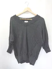 ◇ ⊂ IENA イエナ Vネック 五分袖 カットソー ブラック レディース メンズ E  【1505290032773】