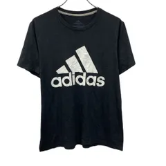 adidas 半袖 プリントTシャツ L ブラック アディダス プルオーバー ビッグロゴ スポーティー 古着卸 アメリカ仕入 a705-5837