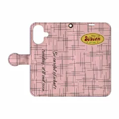 iPhone16 手帳型ケース カスリ柄 ローズピンク