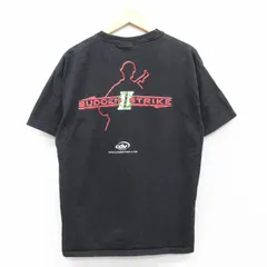 L/古着 チャンピオン champion 半袖 ビンテージ Tシャツ メンズ 00s サドンストライプ コットン クルーネック 黒 ブラック 25jun04 中古