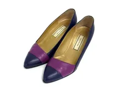 ■美品■ GIANNI VERSACE ジャンニ ヴェルサーチ レザー ヒール  パンプス サイズ 34 1/2 (約21.5cm) 靴 シューズ パープル系 DK5316のサムネイル