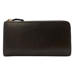 GUCCI グッチ 332747 長財布 財布 ロングウォレット L字ファスナー ロゴ レザー ブラウン