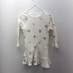 ◇ ⊇ gelato pique ジェラートピケ キッズ 犬柄 長袖 ロング ワンピース サイズXXS ホワイト ベージュ レディース E  【1502060026772】