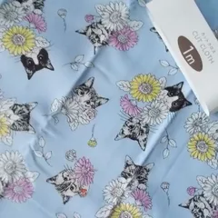 コッカKOKKA猫部フェリシモオックス生地100cmフラワーブルー