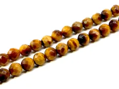 「1連 15cm」 イエロータイガーアイ 64面カット 8mm パワーストーン バラ売り 天然石 パワーストーン 連売り ビーズ