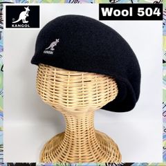 KANGOL　Wool 504　5サイズ展開　ブラック色　白刺繍　ハンチング