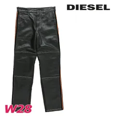 新品・未使用 ディーゼル DIESEL [W28] レザーパンツ メンズ 牛革 本革 ヴィンテージ加工デニム切替 サイドライン P-ARBUS