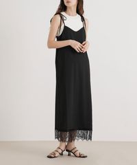 夢展望公式 [新品未使用] ツイルレースキャミワンピース [ブラック] 他カラー別ページ有 rectangle ワンピース その他ワンピース（キャミソール・ベアトップ） 535212-03