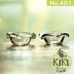 ミニチュア　ドールハウス　ガラス製　サラダボウル　2個セット　クリア　ひらひら