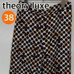theory luxe セオリーリュクス パンツ ワイドパンツ 幾何学模様 ブラック イエロー レディース 38サイズ 【CB548】