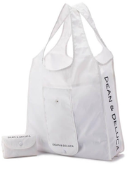 DEAN & DELUCA ショッピングバッグ　ホワイト エコバッグ 折りたたみ式 コンパクト ディーン＆デルーカ お買い物バッグ トートバッグ 携帯便利