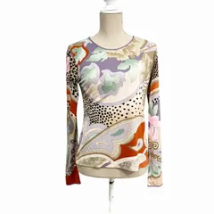 マカ84 レオナール 花柄シアー半袖Tシャツ カットソー カンカン素材