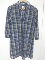 ◇ Perle Peche ペルルペッシュ チェック 長袖 膝丈 ワンピース サイズ38 ブルー系 マルチ レディース  【1002800920792】のサムネイル
