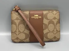 【コーチ Coach】【海外正規店買い付け】Corner Zip Wristlet In Signature Canvas