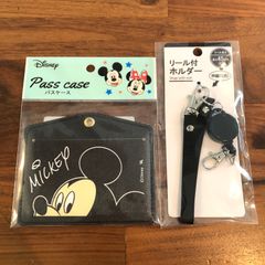 ディズニー　ミッキー　ID パスケース　定期入れ　リール付きストラップ　セット