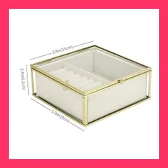 【スタッフおすすめ！】§Ｙ*ＹＬＵＹＮＩアクセサリー収納 ガラス ジュエリー ボックス女性用、クリア キープ ケース女の子ジュエリー オーガナイザー ボックス内ベルベット トレイと装身具箱、ディスプレイ ボックス イヤリング リング、ネック