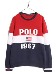 【お得なクーポン配布中!】 ポロ ラルフローレン プリント スウェット メンズ L / トレーナー ジャージ 素材 スエット ストレッチ クルーネック 星条旗 マルチカラー