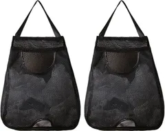 FJmark レジ袋ストッカー ポリ袋 ゴミ袋 収納 壁掛け 吊り下げ 2個セット(ブラック,  26cmx22cmx7.8cm)のサムネイル