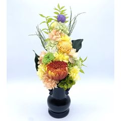 新盆 豪華大きめ高さ50センチ プリザーブドフラワー 仏花 1基 花器あり