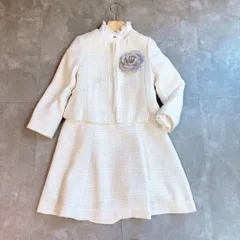 コムサエンジェル ツイード スーツ 花柄 レース フォーマル 入学式　白120　キッズフォーマル　コムサデモード 　コムサエンジェル 七五三 結婚式 発表会  卒業式 COMMECAANGEL