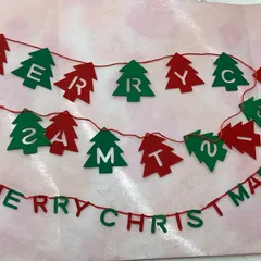 クリスマスガーランド  ツリー&文字 2個セット フエルト布地