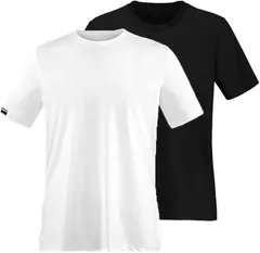 Kozy More 機能性 大きいサイズ スポーツシャツ メンズ Tシャツ メッシュ素材 速乾シャツ 抗菌消臭 UVカット スポーツインナー 登山 半袖Tシャツ ビジネス 肌着 Uネック( ブラック+ホワイト（2枚組）,  3XL)