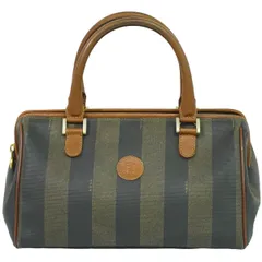 FENDI　フェディペカン柄　ストライプ　デザイン ミニボストンバッグ FENDI □□ フェンディ ペカン柄 ミニボストンバッグ