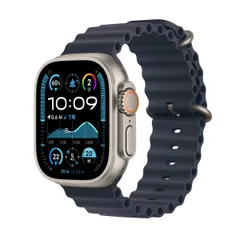 Apple Watch Ultra 2（GPS + Cellularモデル）- 49mmナチュラルチタニウムケースとネイビーオーシャンバンドのサムネイル