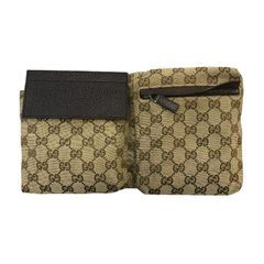 GUCCI グッチ ボディバッグ メンズ GGキャンバス/レザー ウエストポーチ 斜め掛け ショルダーバッグ ベージュ/ブラウン 28566 中古 T1