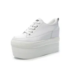 ☆ ホワイト ☆ 35サイズ ☆ レディース 厚底 スニーカー インヒール 厚底スニーカー レディース 厚底 本革 シューズ くつ 靴 レディーススニーカー 厚い底 おしゃれ カジュアル シンプル かわいい 可愛い インヒール レースアップ インヒールシューズ