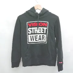 ◇ Θ VISION STREET WEAR シンプル系 長袖 プルオーバーパーカー サイズM ブラック系 レディース メンズ E  【1507250001461】