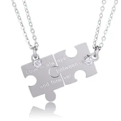 [felicitations] ペアネックレス カップル プレゼント ステンレス ジュエリー ネックレス メンズ レディース パズル BR-J068 (シルバー＆シルバー) [シルバー＆シルバー]