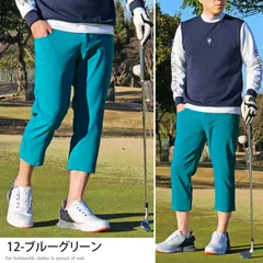 ゴルフパンツ メンズ クロップドパンツ ストレッチ ゴルフウェア ハーフパンツ チノパン ショートパンツ スポーツウェア 無地 7分丈 大きいサイズあり 春夏 おしゃれ sp21 12-ブルーグリーン