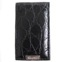 【ドンドン見直し】美品●Salvatore Ferragamo サルヴァトーレ フェラガモ リアルクロコダイルレザー マネークリップ 黒 伊製のサムネイル