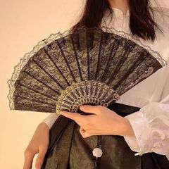 扇子 レース レディース 黒 かわいい 可愛い おしゃれ扇子 高級感 花 花柄 折りたたみ式 女性 うちわ 舞台 ダンス コスプレ 小道具 アクセサリー 飾り プレゼント
