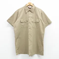 XL/古着 ディッキーズ Dickies 半袖 ワーク シャツ メンズ 90s ロング丈 ベージュ系 カーキ 25apr07 中古 トップス