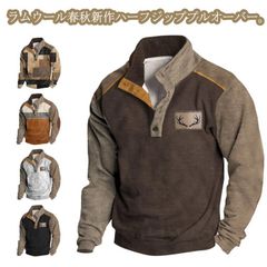 長袖 ポロシャツ 暖かい ゴルフウェア 長袖 ラムウール トレーナー フリース ハーフジップ メンズ パーカー ハーフジップトレーナー スウェット 軽い 柔らかい 春秋 ハイネック アウトドア コート#conne594061