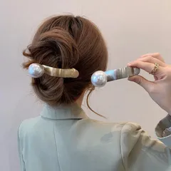 ヘアアクセサリー クリップ かんざし コーム 大きなパール シルバー ゴールド エレガント シンプル 大人可愛い 大人女子 革紐 りぼん デニムスーツ オフィス 結婚式 発表会 入学 卒園 パーティー クリスマス インポート