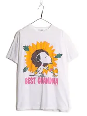 【お得なクーポン配布中!】 90s スヌーピー プリント 半袖 Tシャツ メンズ レディース L 古着 90年代 オールド ピーナッツ オフィシャル キャラクター ヘビーウェイト