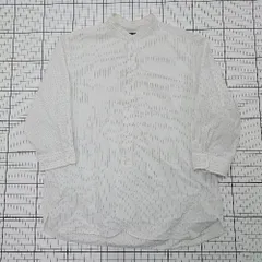 ◇ ⊂ ナノ ユニバース シンプル系 長袖 長袖シャツ　ノーカラー　レーヨン混 サイズL ホワイト系 レディース E  【1508200028248】