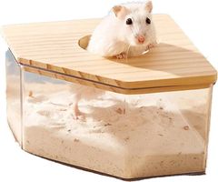Tik Trunk TikTrunk ハムスター トイレ コーナー型 木製カバー付き 透明デザイン 丸洗い可能 防臭 大サイズ(クリア,  大)