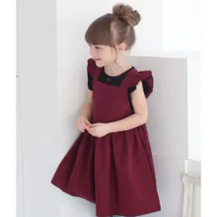 ☆ WINE ☆ L ☆ ミンゴエプロンドレス エプロンドレス 子ども エプロン ドレス 子供 5014-19-55 エプロンワンピース ワンピース フリル キッズ 女の子 ギャザー 撥水 オシャレ 可愛い おしゃれ かわいい 無地 シンプル 子ども服 子供服