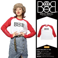 BRINGBRING ロンT ストリート メンズ レディース ブランド Tシャツ 長袖 B系 春秋冬用 白 赤 ホワイト レッド コットン 綿 ブリンブリン ラグラン 袖ロゴ ダンス ヒップホップ HIPHOP ストリート系 服 BB-TL-LT-004