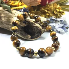 パワーストーン ブレスレット タイガーアイ 天然石ブレス （ゴールドヘマタイト）レディース 女性  数珠ブレス 開運 プレゼント ギフト  [9]