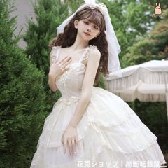 ホワイト ゴスロリ ロリータドレス ワンピース フリル お姫様 甘ロリ